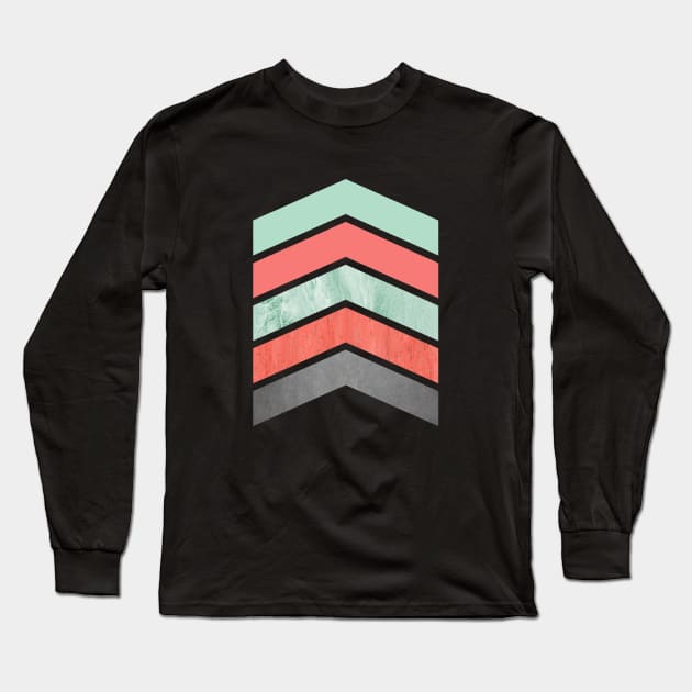 Chevrons in Coral and Mint Green Long Sleeve T-Shirt by UrbanEpiphany